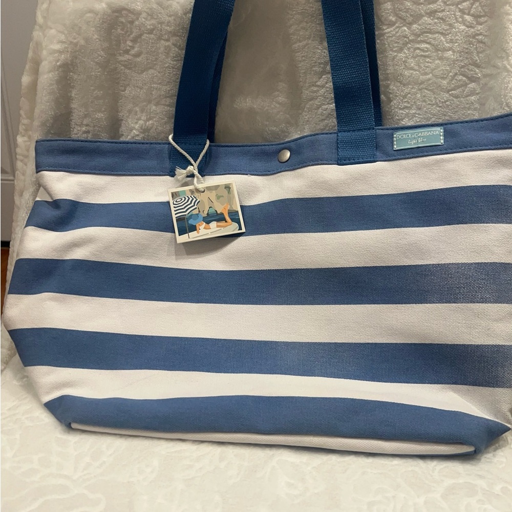 Dolce & Gabbana Navy and White Striped Tote - Picture 6 of 8